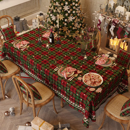 Chenille-Tischdecke mit weihnachtlichem Karomuster
