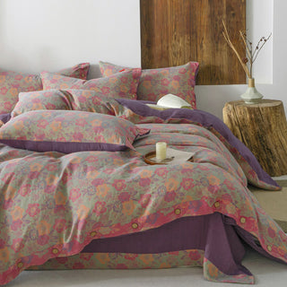 Bettbezug-Set mit Blumenknöpfen (4-teilig)
