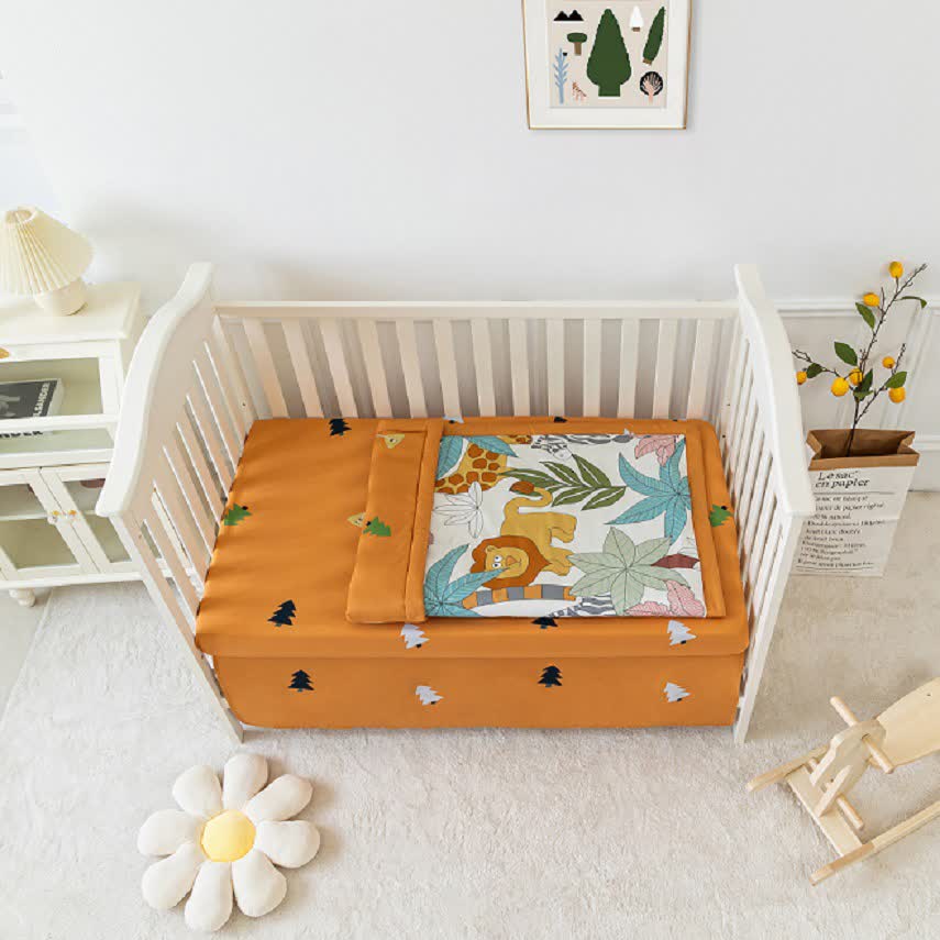 Bettwäscheset für Kinderbett aus Baumwolle mit Tiermotiven im Waldmotiv (3-teilig)
