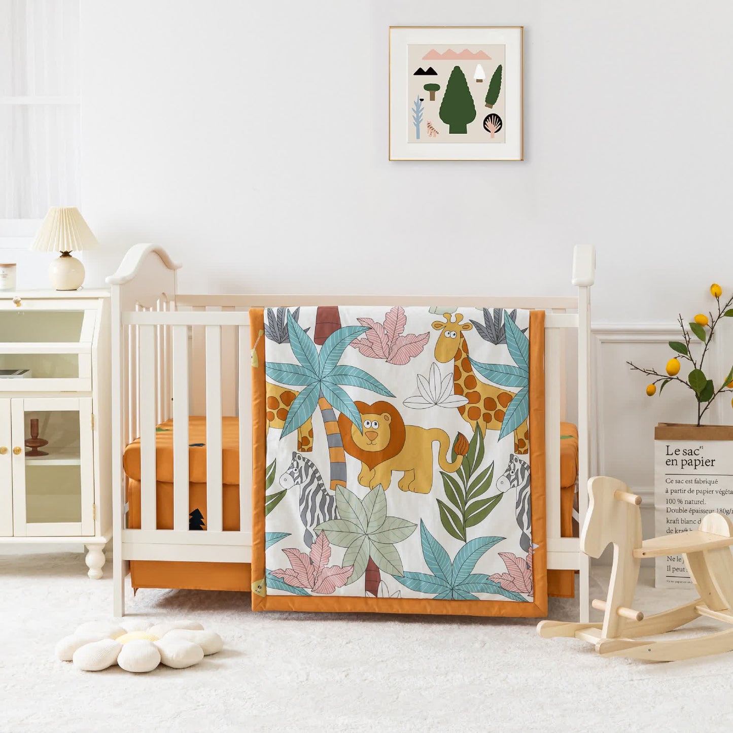 Bettwäscheset für Kinderbett aus Baumwolle mit Tiermotiven im Waldmotiv (3-teilig)