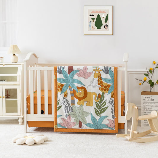 Bettwäscheset für Kinderbett aus Baumwolle mit Tiermotiven im Waldmotiv (3-teilig)
