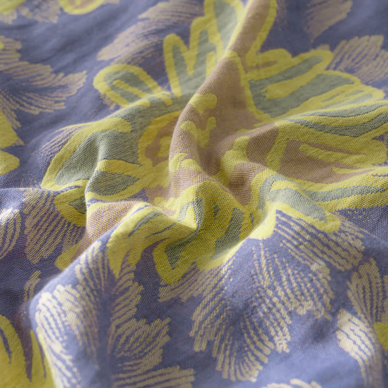 Jacquard-Bettwäscheset aus Baumwollgaze mit Sonnenblumenmotiv (4-teilig)