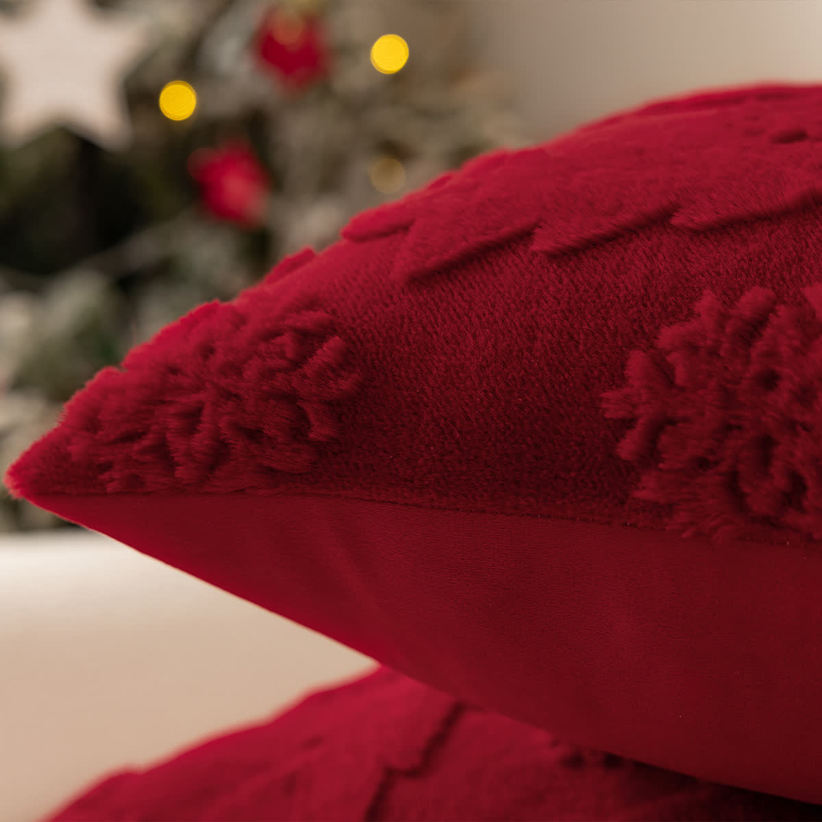 Jacquard-Kissenbezug mit Weihnachtsbaum-Dekoration