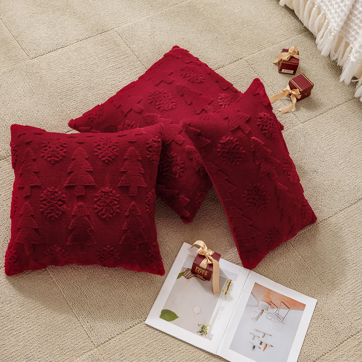 Jacquard-Kissenbezug mit Weihnachtsbaum-Dekoration