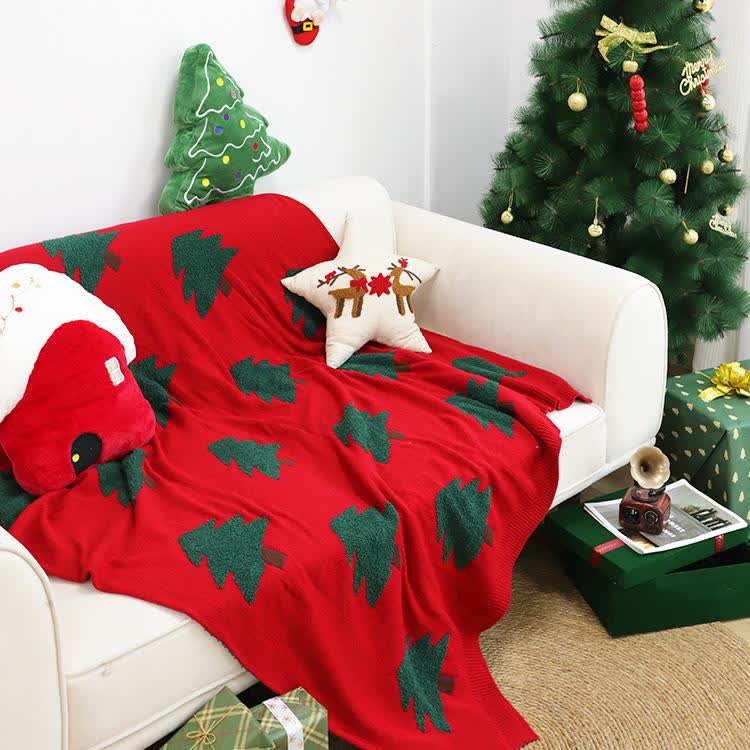 Festliche Weihnachtsbaum-Deko-Sofadecke