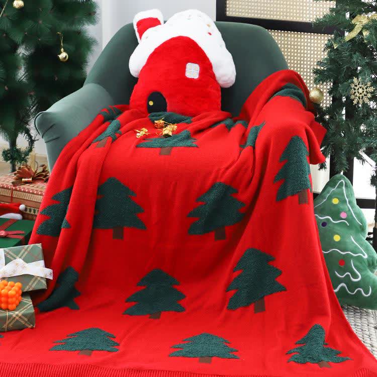 Festliche Weihnachtsbaum-Deko-Sofadecke