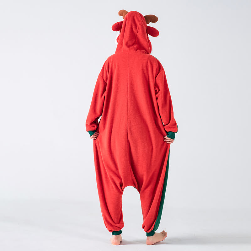 Lustiger einteiliger Weihnachtspyjama mit Kapuze