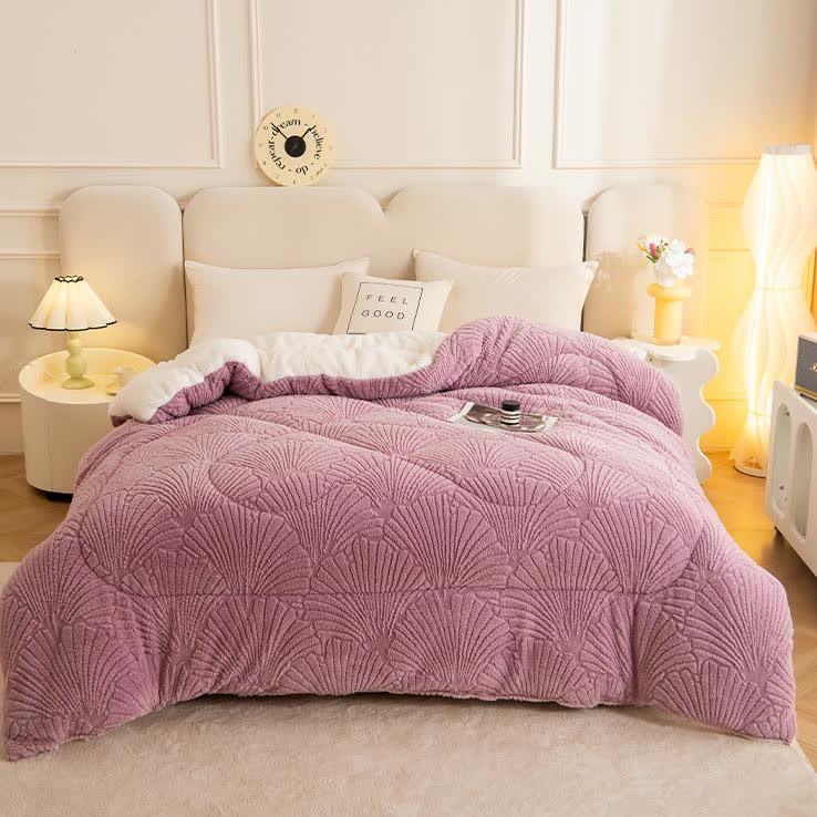 Sherpa-Jacquard-Decke mit Ginkgoblatt und Steppkern