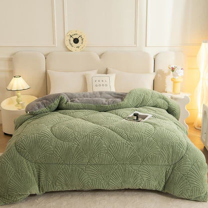 Sherpa-Jacquard-Decke mit Ginkgoblatt und Steppkern