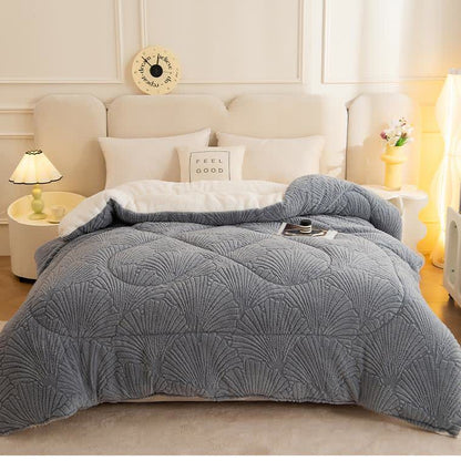 Sherpa-Jacquard-Decke mit Ginkgoblatt und Steppkern