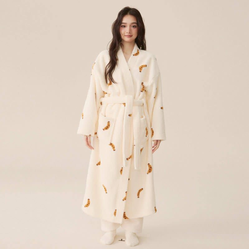 Simple Banana – Langer Winter-Fleece-Bademantel
