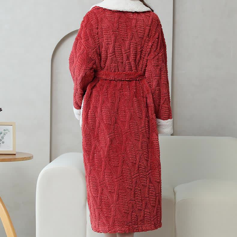 Bademantel aus Jacquard-Fleece mit Reverskragen