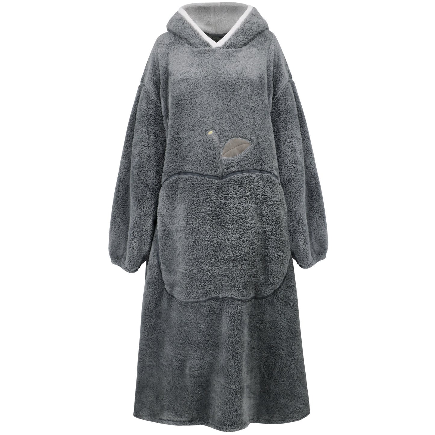 Jacquard-Nachthemd aus Flanell mit Kapuze im Apfel-Design