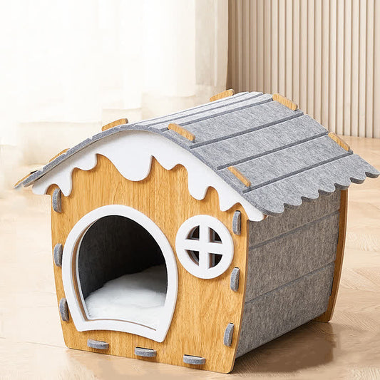 Einfaches, geschlossenes, zusammengebautes Haustierbett