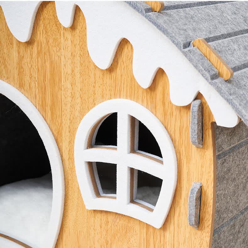 Einfaches, geschlossenes, zusammengebautes Haustierbett