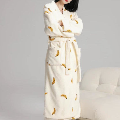 Simple Banana – Langer Winter-Fleece-Bademantel