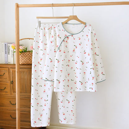 Doppellagiges Pyjama-Set aus Air Cotton mit Kirschen