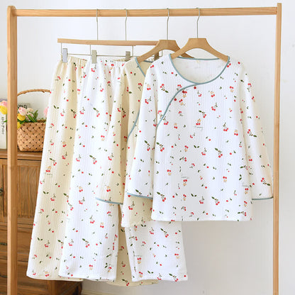 Doppellagiges Pyjama-Set aus Air Cotton mit Kirschen