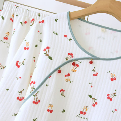 Doppellagiges Pyjama-Set aus Air Cotton mit Kirschen