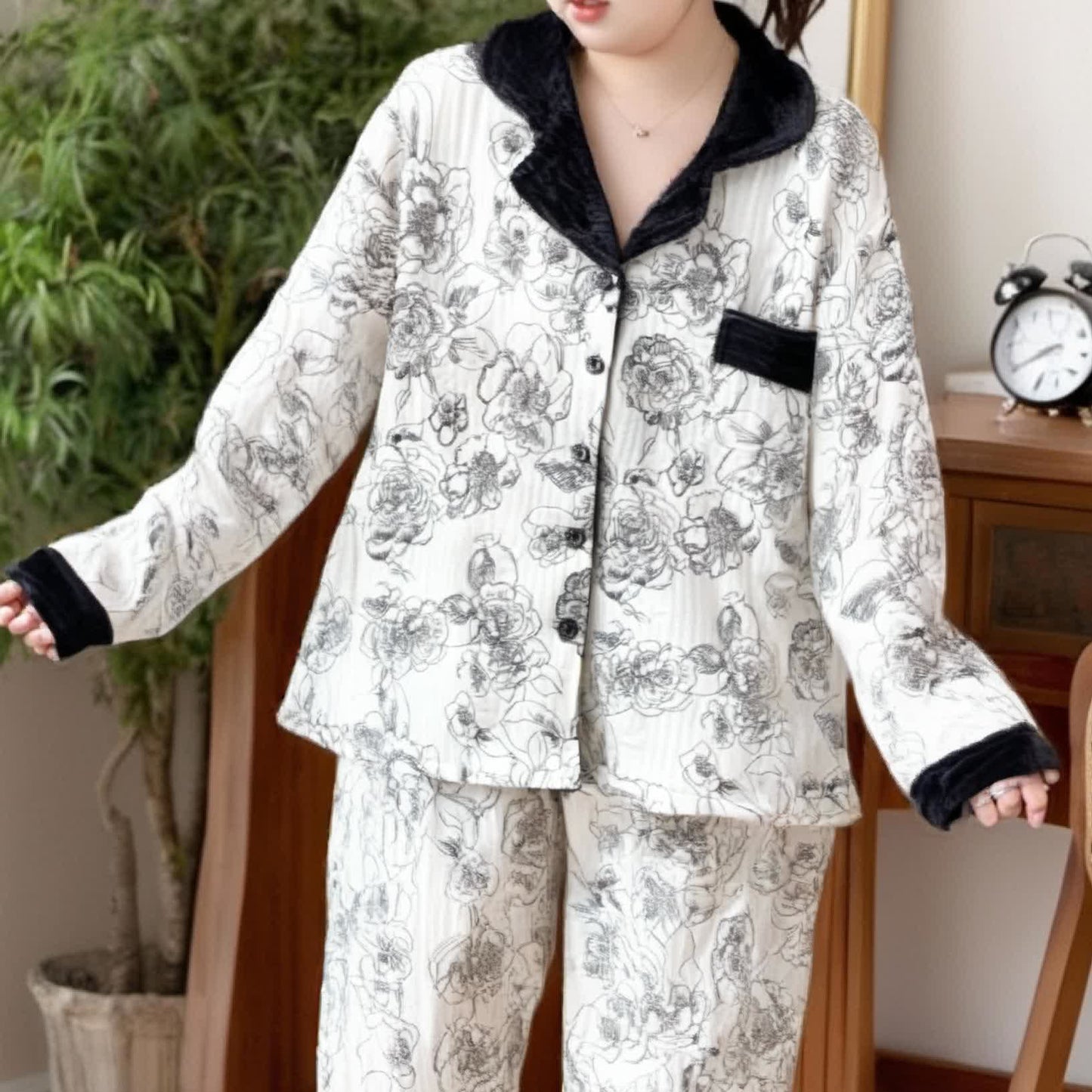 Übergröße Air Cotton Pastoral Pyjama-Set