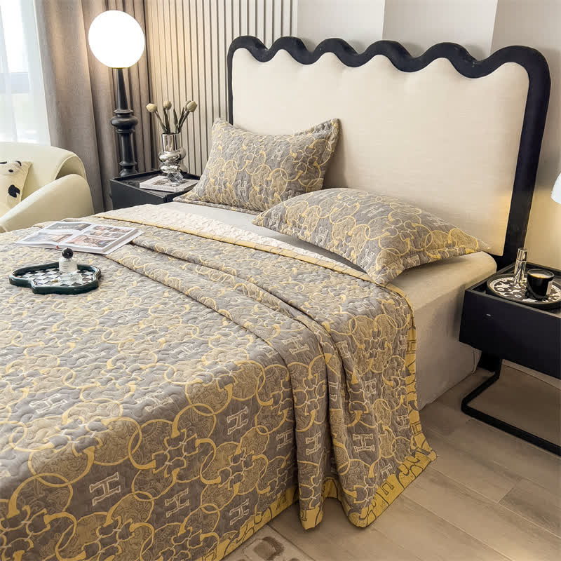 Doppellagige Steppdecke aus Baumwollgaze im Retro-Stil