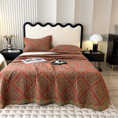 Garngefärbte, gesteppte Bettdecke aus Jacquard-Baumwolle