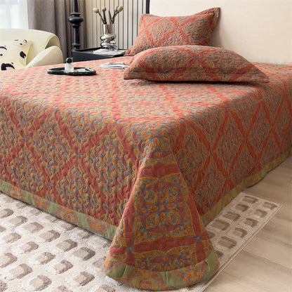 Garngefärbte, gesteppte Bettdecke aus Jacquard-Baumwolle