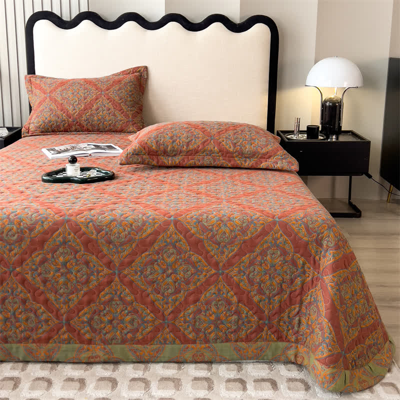 Garngefärbte, gesteppte Bettdecke aus Jacquard-Baumwolle