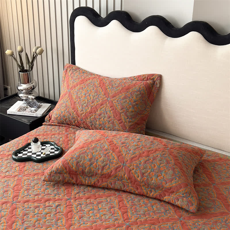 Garngefärbte, gesteppte Bettdecke aus Jacquard-Baumwolle