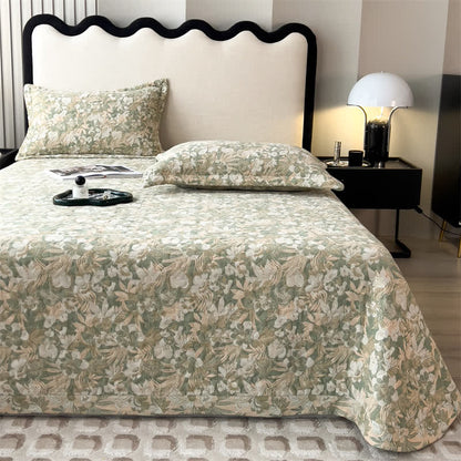 Gesteppte Tagesdecke aus Baumwollgaze mit Jacquard-Blumenmuster