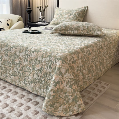 Gesteppte Tagesdecke aus Baumwollgaze mit Jacquard-Blumenmuster
