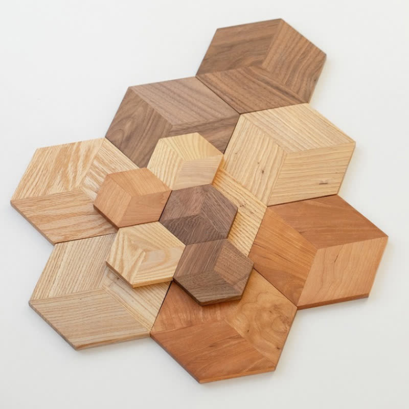 Tischset aus Holz in Sechseckform