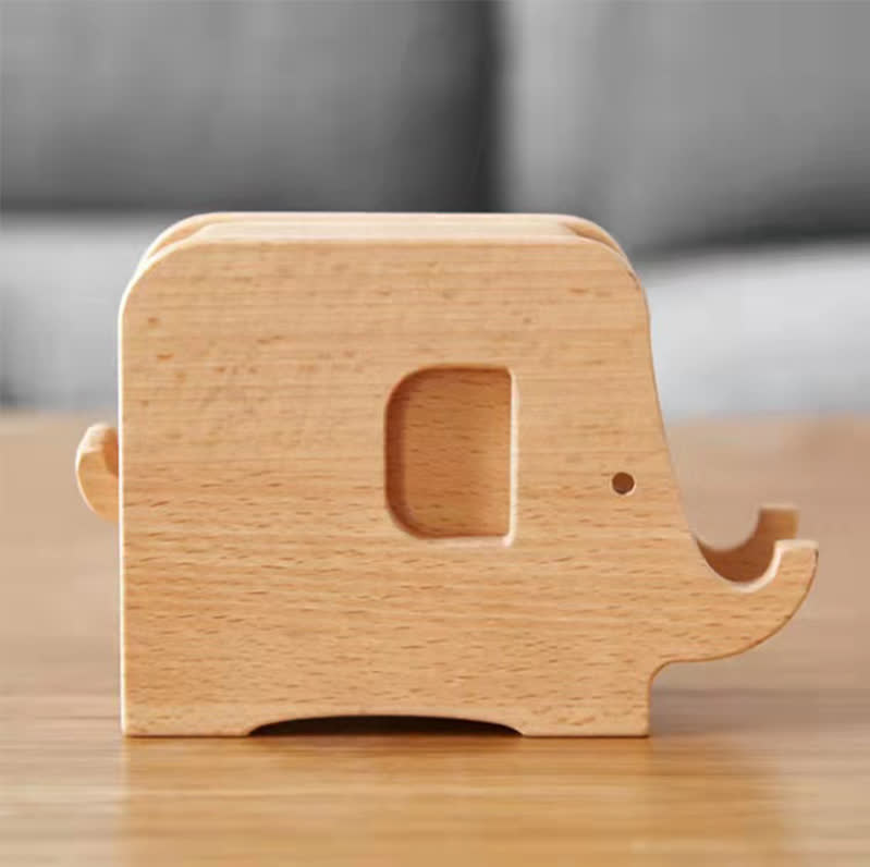 Elefanten-Telefonhalter aus Holz