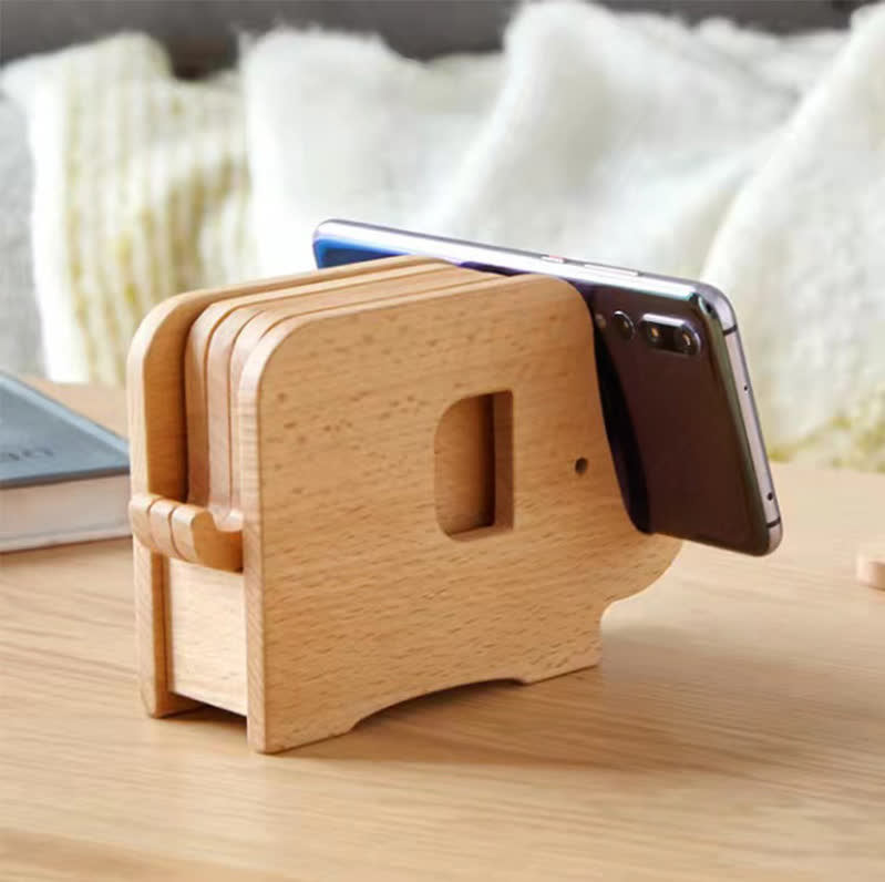 Elefanten-Telefonhalter aus Holz
