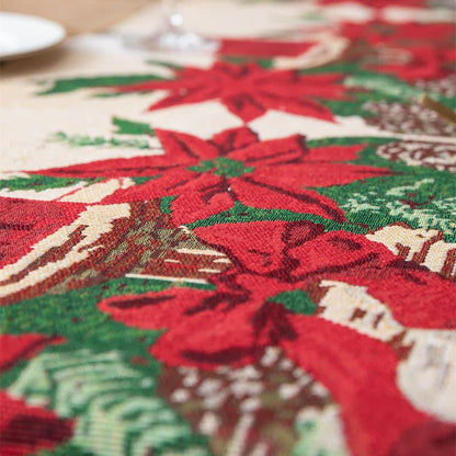 Jacquard-Tischläufer mit weihnachtlichem Blumenmuster