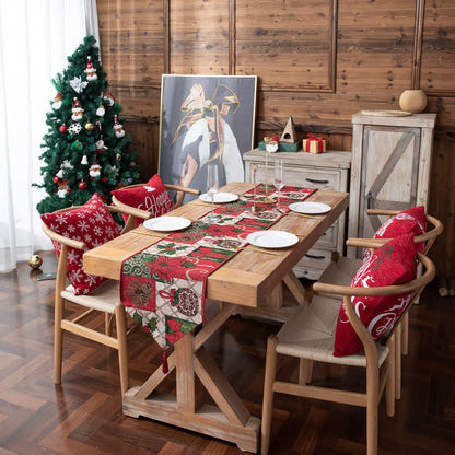 Jacquard-Tischläufer mit weihnachtlichem Blumenmuster