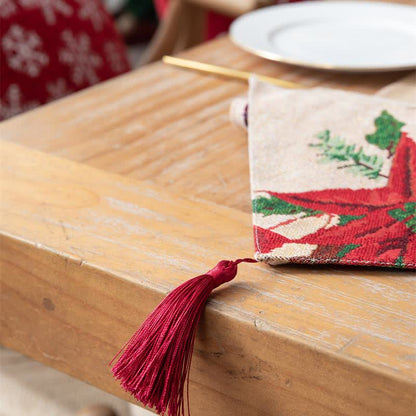 Jacquard-Tischläufer mit weihnachtlichem Blumenmuster