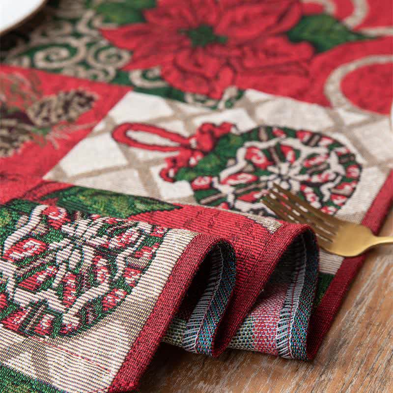 Jacquard-Tischläufer mit weihnachtlichem Blumenmuster