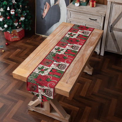Jacquard-Tischläufer mit weihnachtlichem Blumenmuster