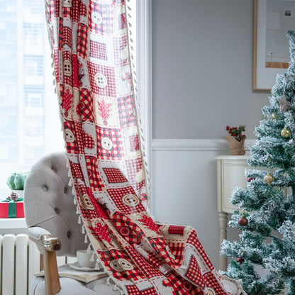 Weihnachtlicher festlicher halbschattierender Baumwollvorhang