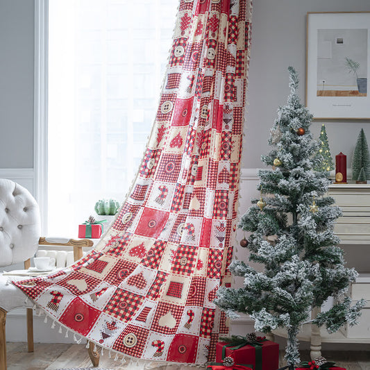 Weihnachtlicher festlicher halbschattierender Baumwollvorhang
