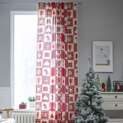 Weihnachtlicher festlicher halbschattierender Baumwollvorhang