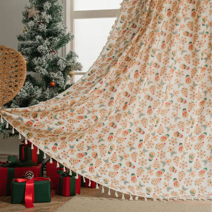 Halbschattierender Vorhang mit Weihnachtsplätzchenmotiv