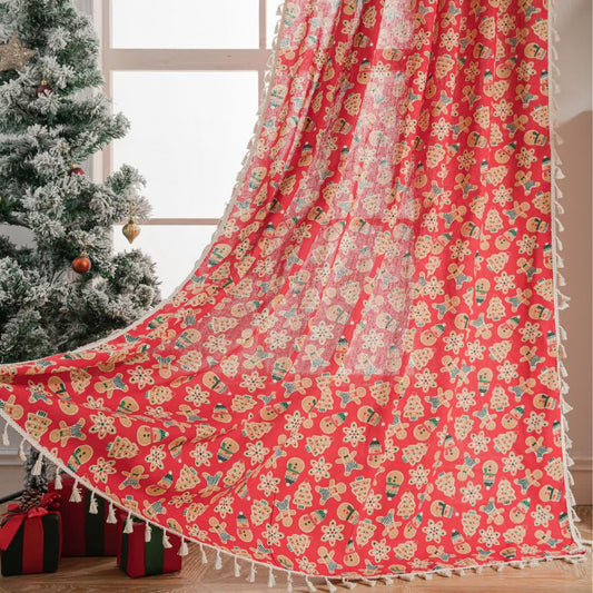 Halbschattierender Vorhang mit Weihnachtsplätzchenmotiv