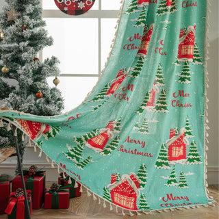 Halbschattierender Vorhang „Merry Christmas“ aus Baumwolle