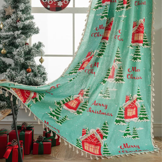 Halbschattierender Vorhang „Merry Christmas“ aus Baumwolle