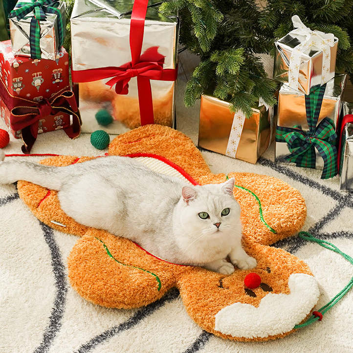 Weiches Haustierkissen mit Weihnachts-Lebkuchenmann