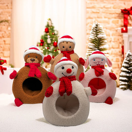 Weihnachtswarmes, weiches Haustierbett aus Fleece