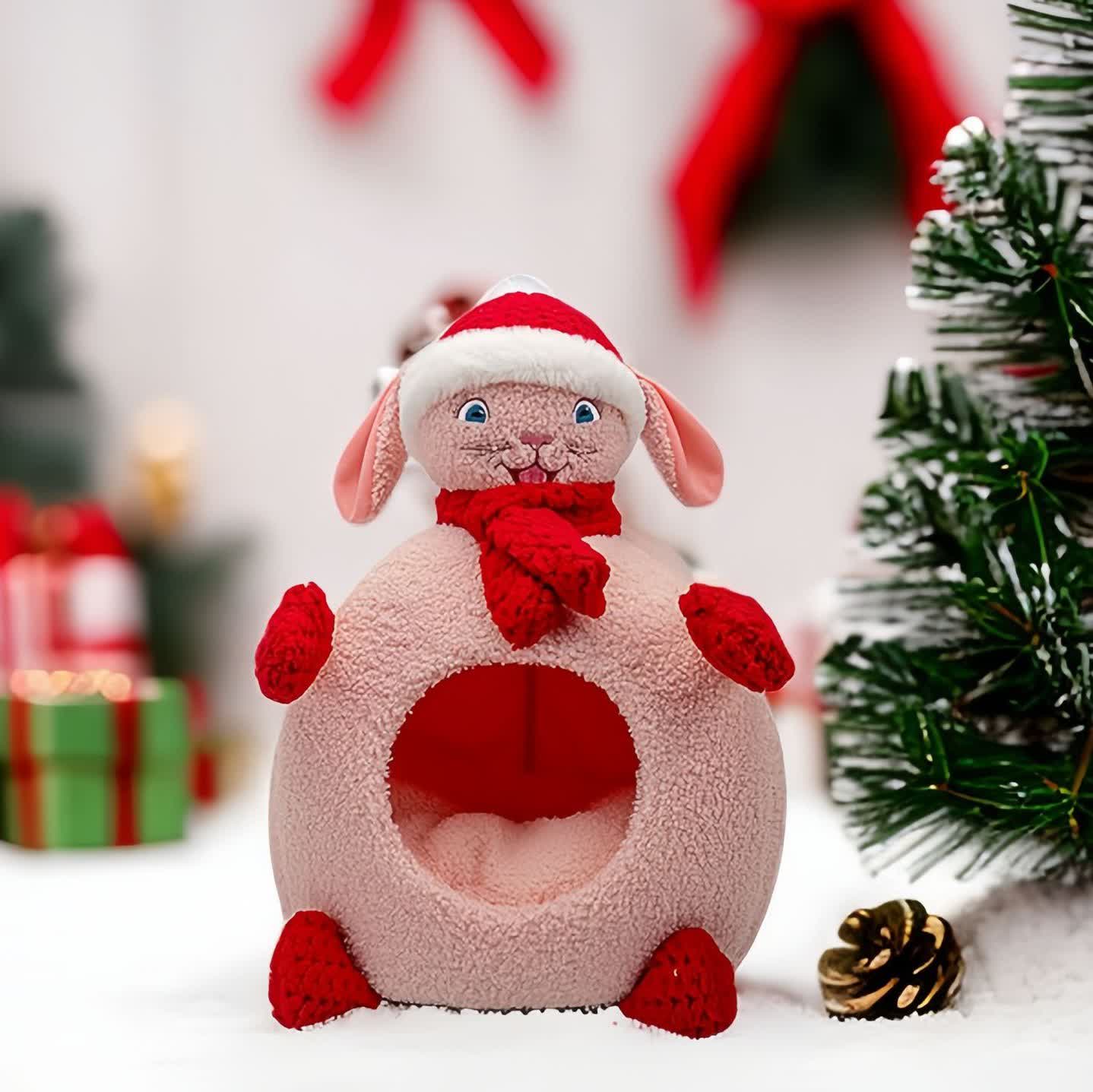 Weihnachtswarmes, weiches Haustierbett aus Fleece