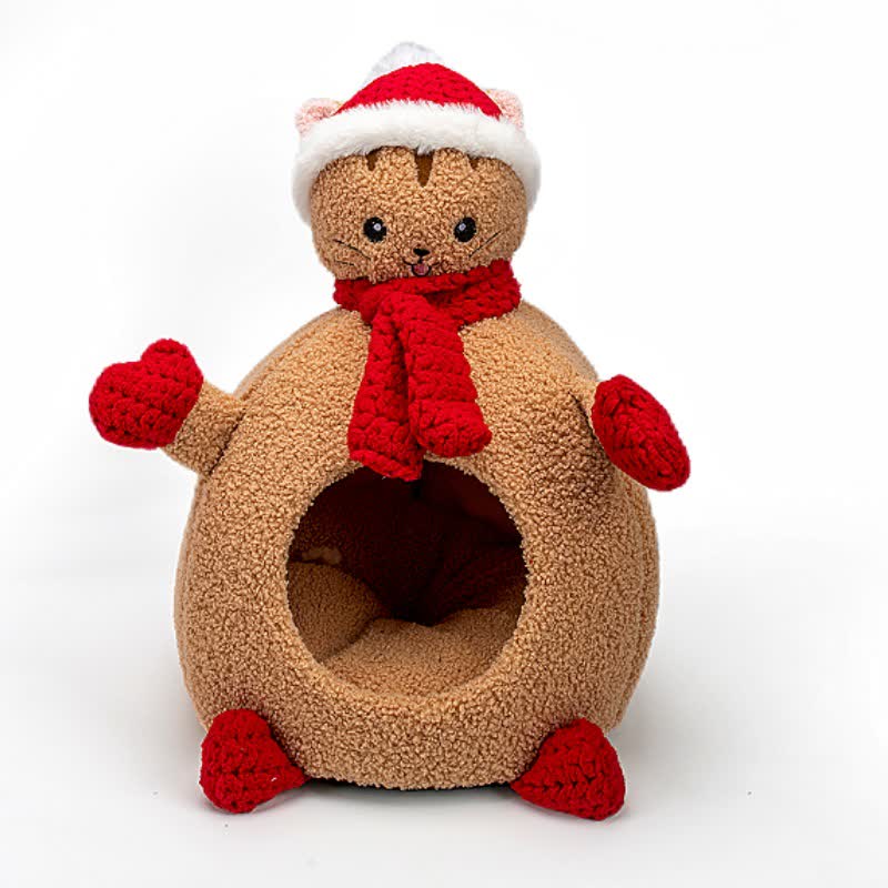 Weihnachtswarmes, weiches Haustierbett aus Fleece